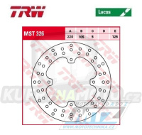 Kotouč brzdový TRW MST326 (220/105/4D) - Honda FX650 Vigor + FMX650+NX500 Dominator+NX650 Dominator + SLR650 + XL250S+