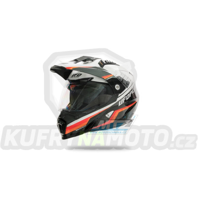 Přilba s plexi a integrovanou sluneční clonou UFO Aries Enduro HE13500WK - černo-bílá - velikost S