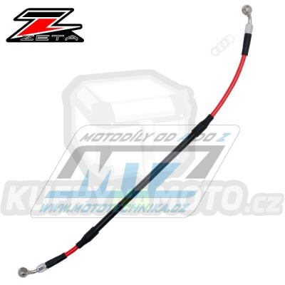 Hadice brzdová zadní Z-WHEEL BRAKE HOSE - ZETA W61-25023 - Suzuki RMZ250+RMZ450 + Kawasaki KXF250+KXF450 - červená