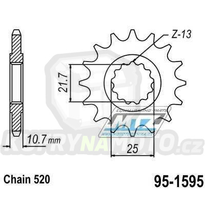 Kolečko řetězové (pastorek) 1595-16zubů MTZ - Yamaha FZ6R + XJ6 + FZ1