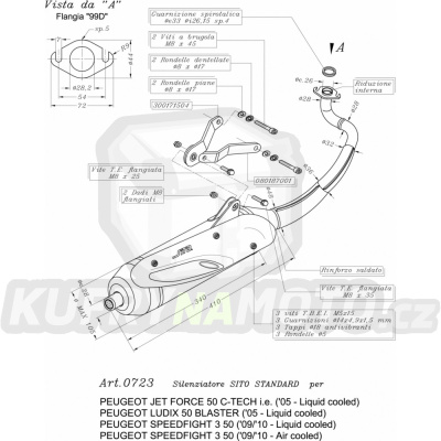 Výfuk Leo Vince Peugeot  JET FORCE C-TECH 50 injection liquid cooled 2005 > SITO LVKN664-0723