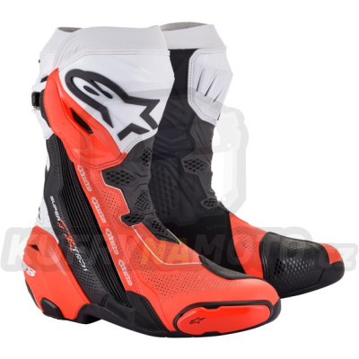 boty SUPERTECH R VENTED, ALPINESTARS (černá/bílá/červená fluo, perforovaná obšívka) 2024