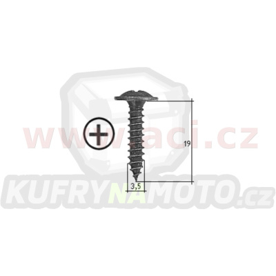 samořezný křížový vrut černý pozink Fe (sada 20 ks) (3,5 mm, 19 mm)