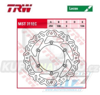 Kotouč brzdový TRW MST311EC (250/118/6D) - Suzuki RM125+RM250+RMX250 + DRZ400S+DRZ400E + Yamaha YZ125+YZ250+YZ250X+YZF250+YZF250X+YZF426+YZF450+YZF450X + WRF250+WR250+WRF426+WRF450