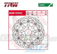 Kotouč brzdový plovoucí TRW MSW223RAC (320/69/5D) - zubatý design - Suzuki GSX1400+GSX1300R Hayabusa+GSXR1000+GSXR600+GSXR750 + TL1000S+TL1000R