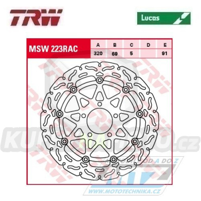 Kotouč brzdový plovoucí TRW MSW223RAC (320/69/5D) - zubatý design - Suzuki GSX1400+GSX1300R Hayabusa+GSXR1000+GSXR600+GSXR750 + TL1000S+TL1000R