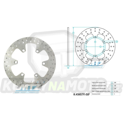 Kotouč brzdový (280/130/6D) - Kawasaki Eliminator 400 / 88-89+ER5 / 96-06+GPZ500S / 87-88+Eliminator 600 / 86-94+Z750Turbo / 84-86+Eliminator 900 / 85-87+GPZ900R / 84-89+Eliminator 1000 / 86-90+GPX1000R / 86-89+GTR1000 / 94-06