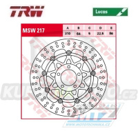 Kotouč brzdový plovoucí TRW MSW217 (310/64/5D) - kulatý design - Suzuki GSXR750 / 88-95 + GSXR1100 / 89-97