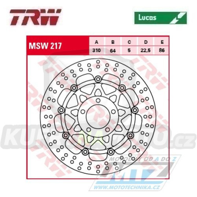 Kotouč brzdový plovoucí TRW MSW217 (310/64/5D) - kulatý design - Suzuki GSXR750 / 88-95 + GSXR1100 / 89-97