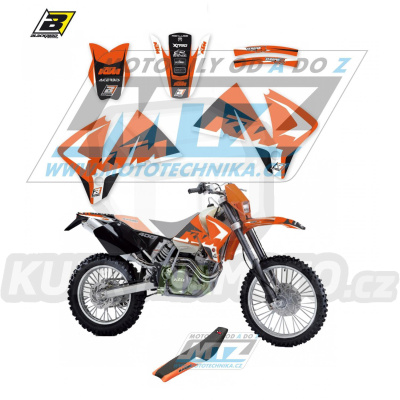 Polepy s potahem sedla (sada polepů a potah sedla Dream) - KTM EXC+EXCF / 01-02 - typ polepů Dream4