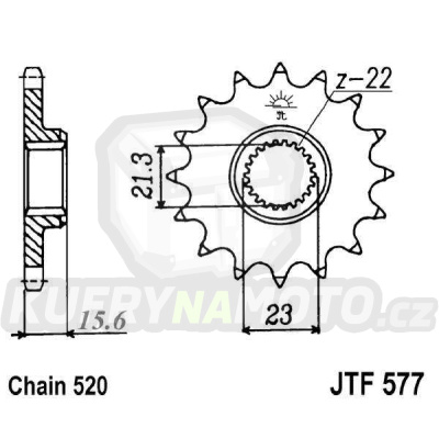 Řetězové kolečko JT JTF 577-15RB 15 zubů, 520 pogumované