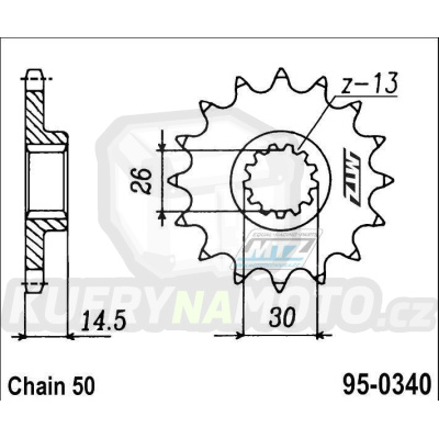 Kolečko řetězové (pastorek) 0340-16zubů MTZ - Honda CBX1000A ProLink / 80 + CBX1000 Pro Link / 80-82