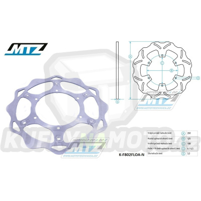 Kotouč brzdový PLOVOUCÍ nerezový - zubatý desing Wave - Gas-Gas EC250+EC300 / 97-20 + EC125+EC200+MC125+MC250 + ECF250+ECF300+ECF450