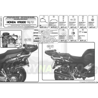 Montážní sada – nosič kufru držák Kappa Honda VFR 800 1998 – 2001 K222-KZ257