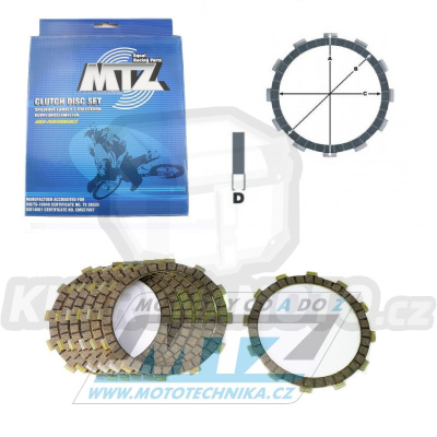 Lamely spojkové třecí (s obložením) MTZ 883-D4424-7 - Kawasaki GPZ400R+Z400F+Z400J+EN450+EN500+ER5005 Twister+GPZ500S+KLE500+ZZR500(AT)+GPZ550+GPZ550Uni Trak+Z550+Z550F+Z550GT+ZR550 Zephyr+GPX600R+GPZ600R Ninja+KLR600+ZL600 Eliminator+ZZR600...