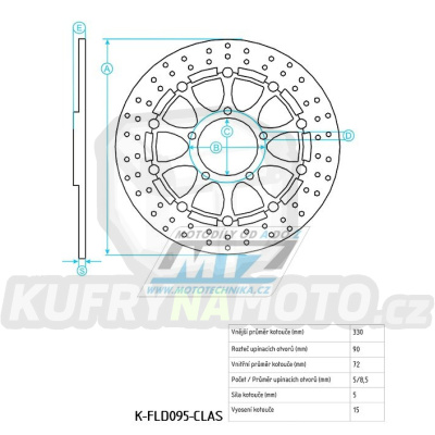 Kotouč brzdový plovovoucí nerezový (330/72/5D) kulatý desing - Ducati 848Evo Corse+1000Desmosedici+1000Panigale+1098 + 1100Streetfighter+1100Panigale + 1198+1200Monster+1299Panigale