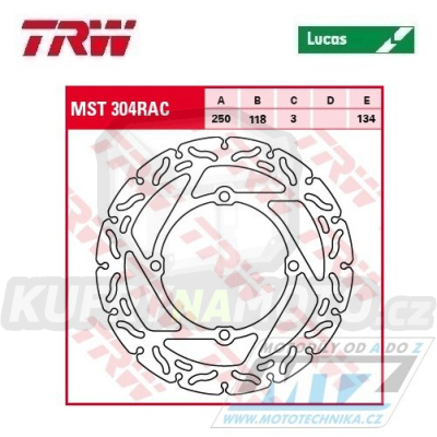 Kotouč brzdový TRW MST304RAC (250/118/4D) - Suzuki RMZ250 / 07-18 + RMZ450 / 05-17 + RMX450Z / 10-19