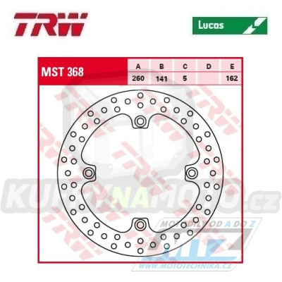 Kotouč brzdový TRW MST368 (260/141/4D) - Suzuki DL650VStrom / 04-17 + DL1000VStrom / 02-19 + DL1050VStrom / 21-23 + Kawasaki KLV1000 / 04-06