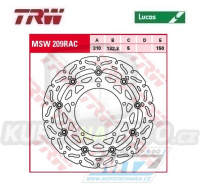 Kotouč brzdový plovoucí TRW MSW209RAC (310/132/5D) - zubatý design - Yamaha YZF R1 / 12-14