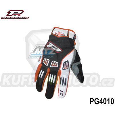 Rukavice motokros PROGRIP 4010/12 - černo-bílo-oranžové - velikost XXL
