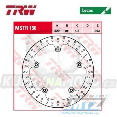 Kotouč brzdový TRW MSTR156 (320/181/5D) - BMW F800R / 15-17 + S1000XR / 17-19 + R1200Nine + R1200R+R1200RS+R1200RT + R1250RT