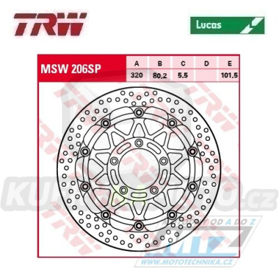 Kotouč brzdový plovoucí TRW MSW206-SP (320/80/5D) - kulatý design MV Agusta Brutale910+F4 + Brutale 1078RR+Brutale1090RR