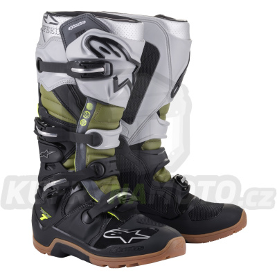 boty TECH 7 ENDURO, ALPINESTARS (černá/stříbrná/military zelená)