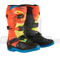boty TECH 3S YOUTH, ALPINESTARS, dětské (oranžová fluo/modrá/žlutá fluo/černá) 2024