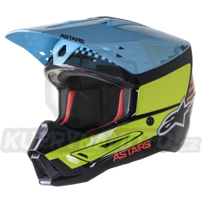 přilba S-M5 SPEED, ALPINESTARS (černá/žlutá fluo/světlá modrá lesklá) 2023