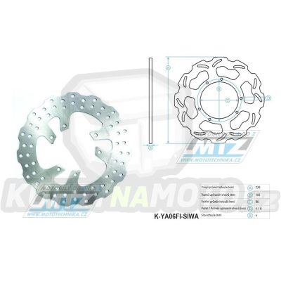 Kotouč brzdový (230/86/6D) - zubatý desing WAVE - Yamaha DT125LC / 82-87+DT125R / 88-06+DTZ125 Tenere / 89-94+WR125 / 90-92 + YZ125+YZ250 / 86-89 + YZ360 / 89-93+WR500 / 92-93 + TT350 / 86-99 + TT600R / 84-92 + TM GS125 / 90-92
