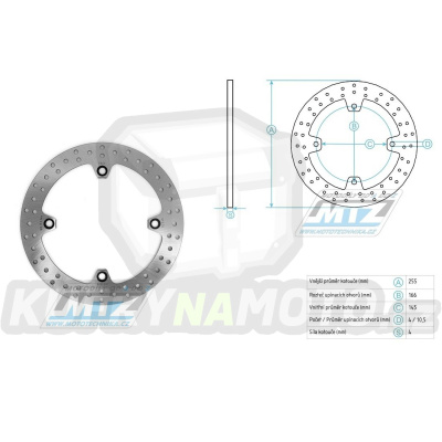 Kotouč brzdový (256/144/4D) - Honda NX650 Dominator / 88-00 + XL650V Transalp / 00-07+XL700V Transalp + XR650L+CB450S