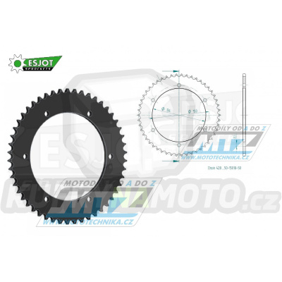 Rozeta ocelová (převodník) 0463-50zubů ESJOT 50-15018-50 - Kawasaki KMX125 / 86-03 + KMX200 / 88-92