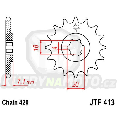Řetězové kolečko JT JTF 413-16 16 zubů, 420