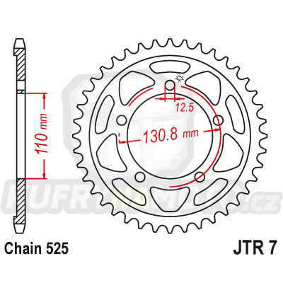 Řetězová rozeta JT JTR 7-45 45 zubů, 525