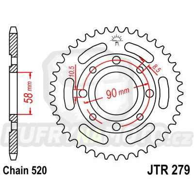 Řetězová rozeta JT JTR 279-41 41 zubů, 520 - akce