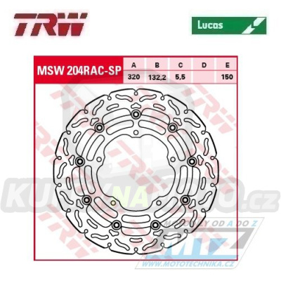 Kotouč brzdový plovoucí TRW MSW204RAC-SP (320/132/5D) - zubatý design Yamaha YZF-R6 + MT10 + YZF-R1
