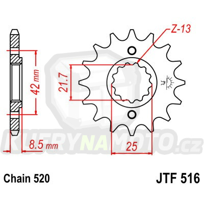 Řetězové kolečko JT JTF 516-13 13 zubů, 520
