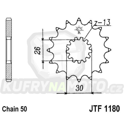 Řetězové kolečko JT JTF 1180-17RB 17 zubů, 530 pogumované