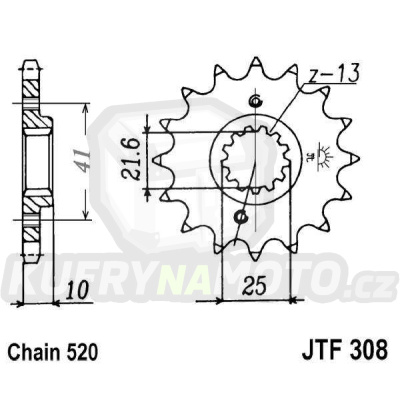 Řetězové kolečko JT JTF 308-15RB 15 zubů, 520 pogumované