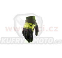 rukavice RIDEFIT, 100% (army zelená/fluo zelená)