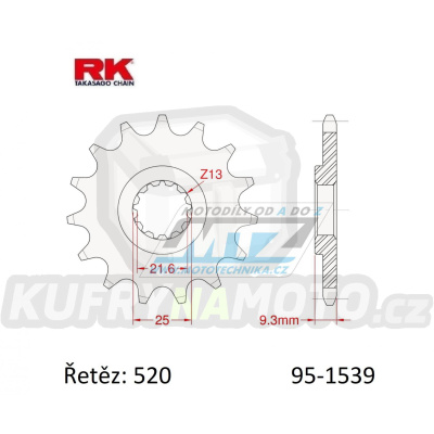 Kolečko řetězové (pastorek) 1539-14zubů RK - Kawasaki KLX230 + KLE300 Versys + EX250 Ninja+EX400 Ninja + Z300+Z400+Z500 + EL500 Eliminator + ZX10R Ninja + KEF300 Lakota+KES300 Lakota