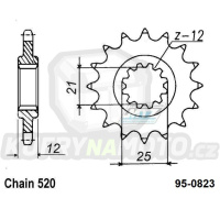 Kolečko řetězové (pastorek) 0823-13zubů MTZ - Husaberg FE350+FE400+FE501+FE600 + FE450+FE550+FE650 + FC350+FC450+FC501+FC550+FC600 + MX350+MX499+MX501+FS450+FS550+FS650 + Husqvarna CR125+WR125 + WR240+WR250+WR350+WR400+WR430+WR500 + TC500+TC510+TE500