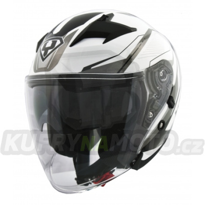 Moto helma Yohe 878-1M Graphic bílá XL – akce 8596341039431