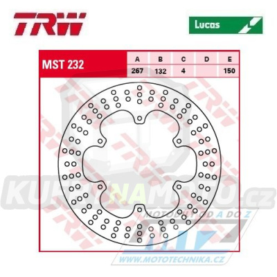 Kotouč brzdový TRW MST232 (267/132/6D) - Yamaha XT600 / 83-95 + XTZ600Tenere / 83-91