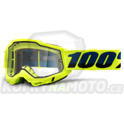 ACCURI 2, 100% Enduro Moto brýle žluté, čiré Dual plexi