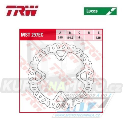 Kotouč brzdový TRW MST297EC (245/114/4D) - TM EN125+MX125+EN144+MX144+EN250+MX250+EN300+MX300 + EN250F+MX250F+EN450F+MX450F+SMX450+EN530F+MX530F + SMR530+SMX530