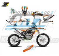 Polepy s potahem sedla (sada polepů a potah sedla Graphics) - KTM EXC / 20-23 + SX+SXF / 19-22 - typ polepů Replica KTM Trophy