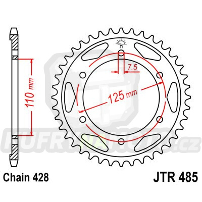 Řetězová rozeta JT JTR 485-46 46 zubů, 428
