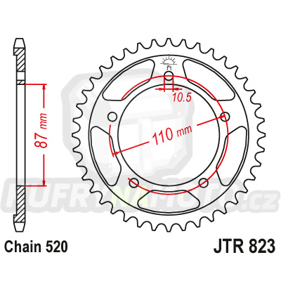 Řetězová rozeta JT JTR 823-39 39 zubů, 520