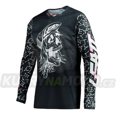 LEATT TRIČKO MOTO 4.5 LITE dres SKULL ČERNÁ BARVA ČERNÁ / BÍLÁ VELIKOST L-5021020302-akce